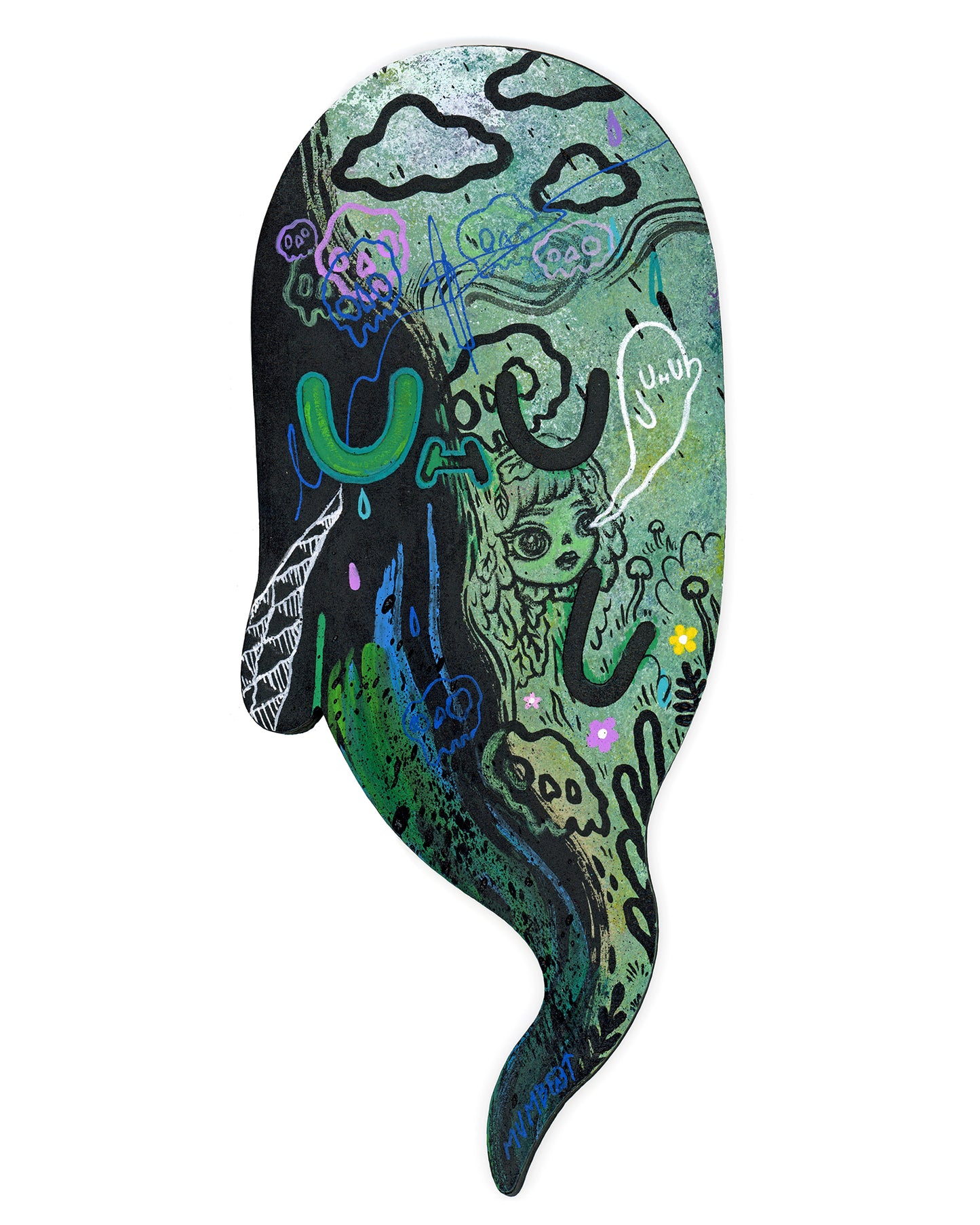 Spring Spirit - Original artwork on diecut Aughostus wood panel