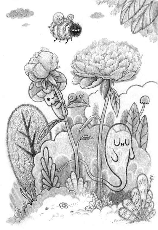 "Spring on the Forest Floor" - Original graphite illustration